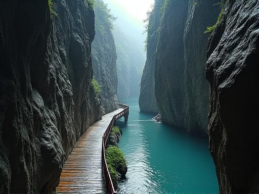 Walking path through the narrow Aare Gorge.